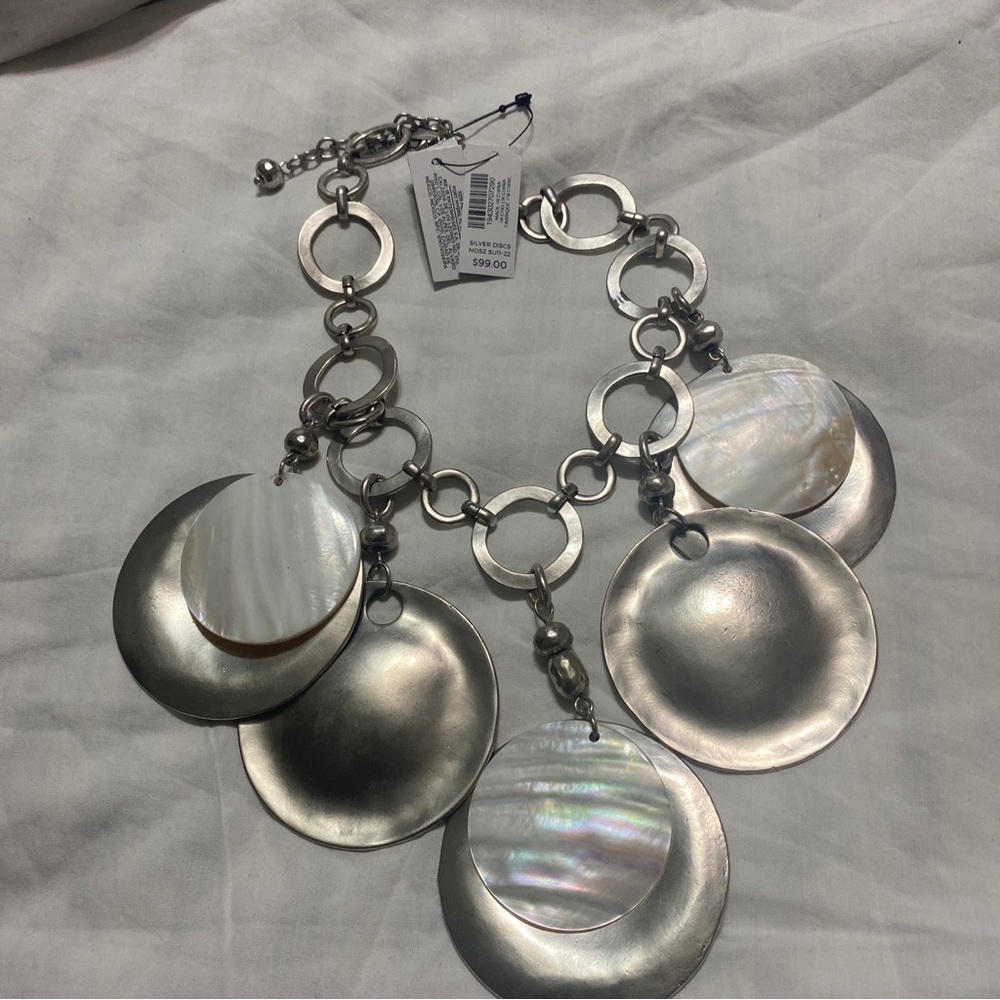 Chicos silver discs necklace